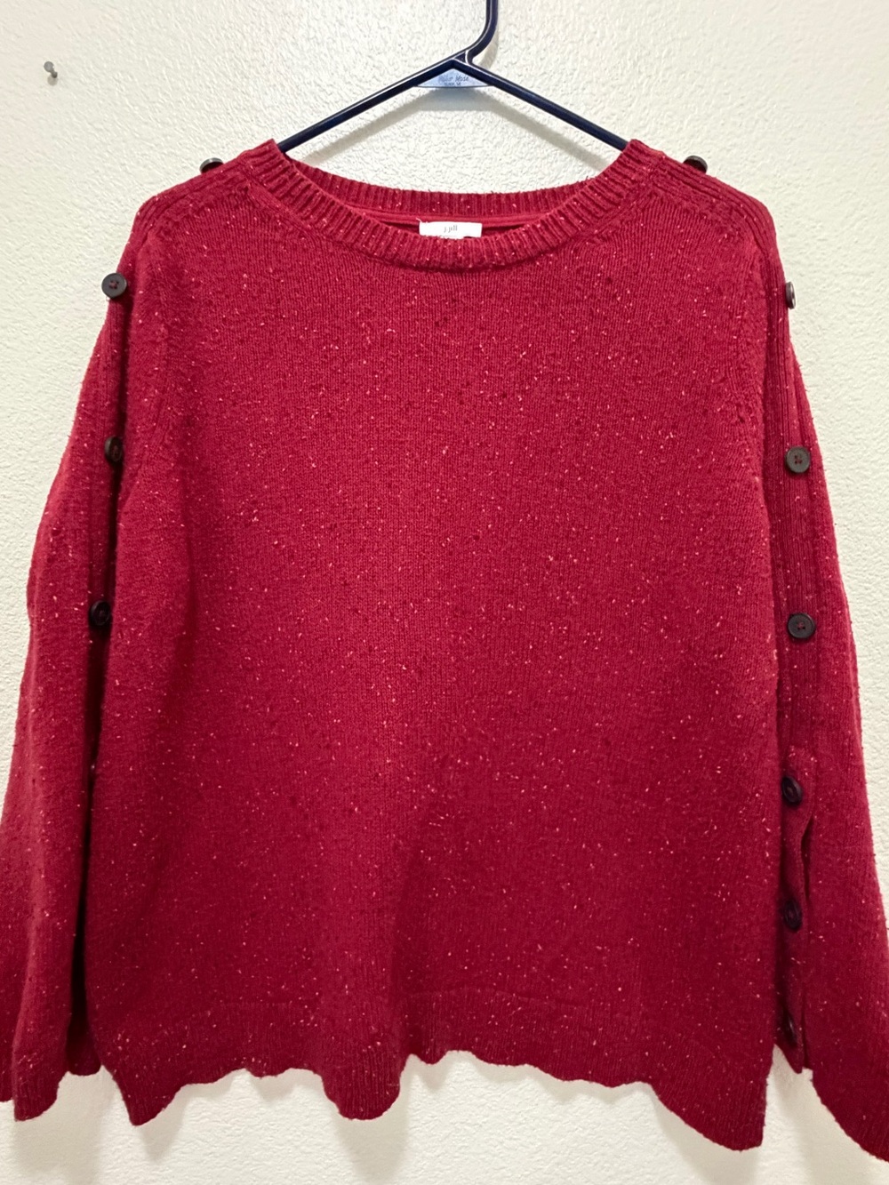 J Jill red flecked pullover sweater with long sleeves, XL